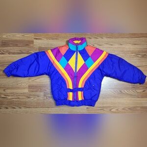 Vtg 90s Aspen  Kids Girls Retro Colorblock Snow Jacket Size 10 Ski Puffer Bomber